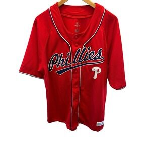 Philadelphia Phillies MLB Baseball Red Alternate Dynasty Series Jersey Button L